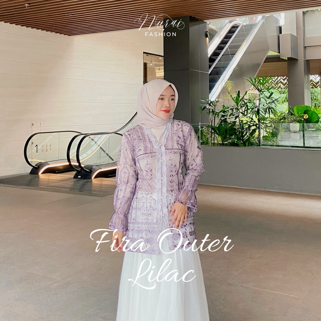 [NURAI] Fira Outer Lilac - Atasan wanita kebaya modern outer brukat tile kondangan wisuda murah