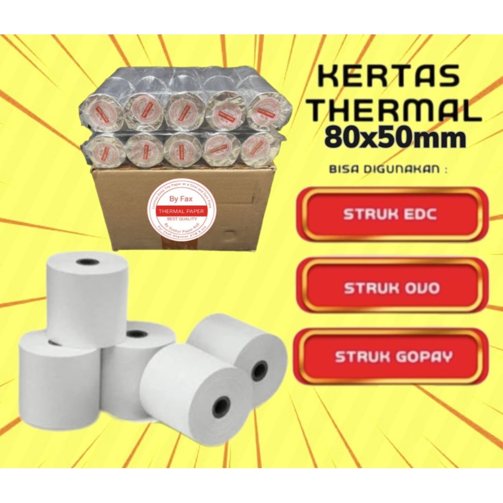 

Kertas kasir thermal Edc 80x50 / Struk kasir printer 80MM