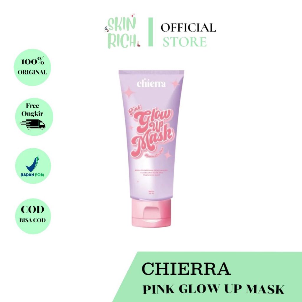 CHIERRA Pink Glow Up Mask by Chierra Mencerahkan Kulit Masker Chierra 50gr
