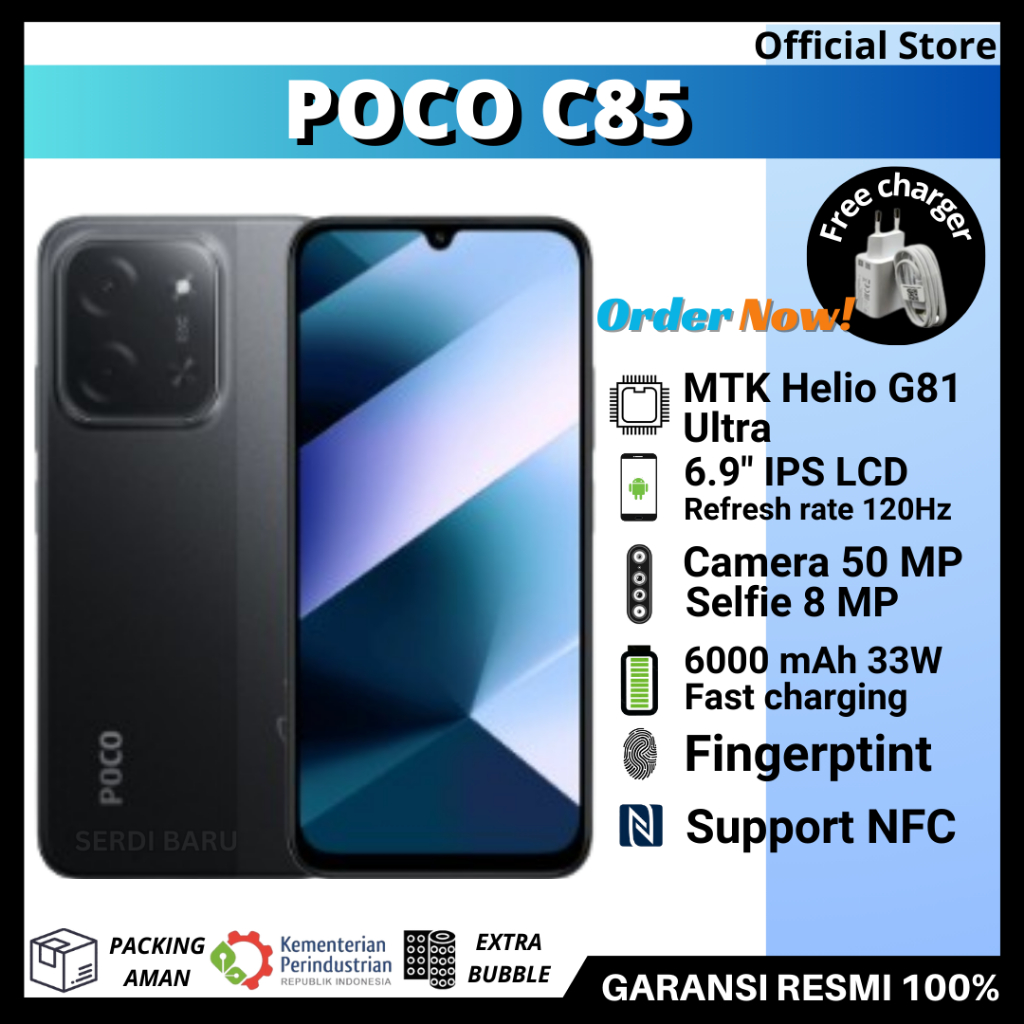 POCO C85 8/256 GB - POCO C85 6/128 GB GARANSI RESMI - SUPPORT NFC -  BATTERAI 6000 mAh