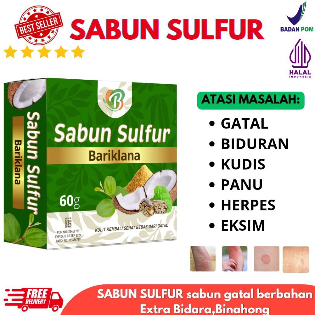 Sabun Sulfur untuk Gatal, Panu, koreng, herpes, eksim, Scabies.