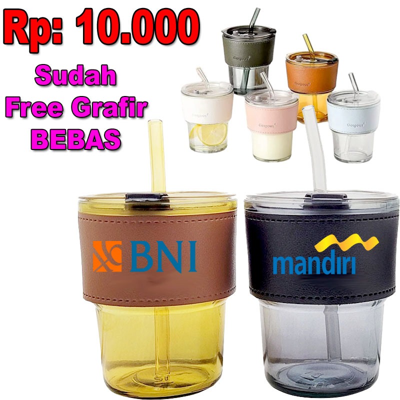 Tumbler Gelas  Kaca Gorgeous/ Mug Gelas Kaca/ mug Gelas Kaca 400ml Warna Random/mug gelas kaca Free 
