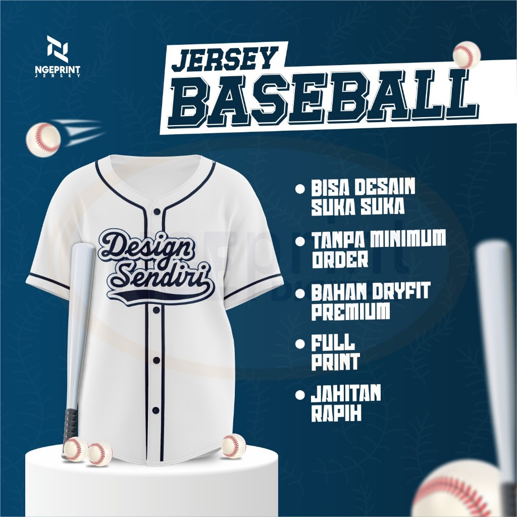Jersey Baseball Bahan Dryfit Adem Bisa Design Sendiri / Jersey Baseball Full Printing Custom / Jerse