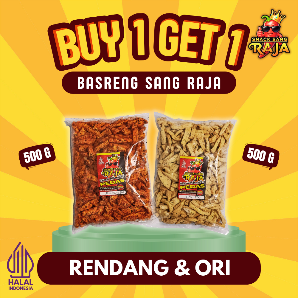 

Snack Sang RAJA - Basreng Beli 1 Dapat 2 Produk Rasa Rendang Dan Ori Bundling 500gr