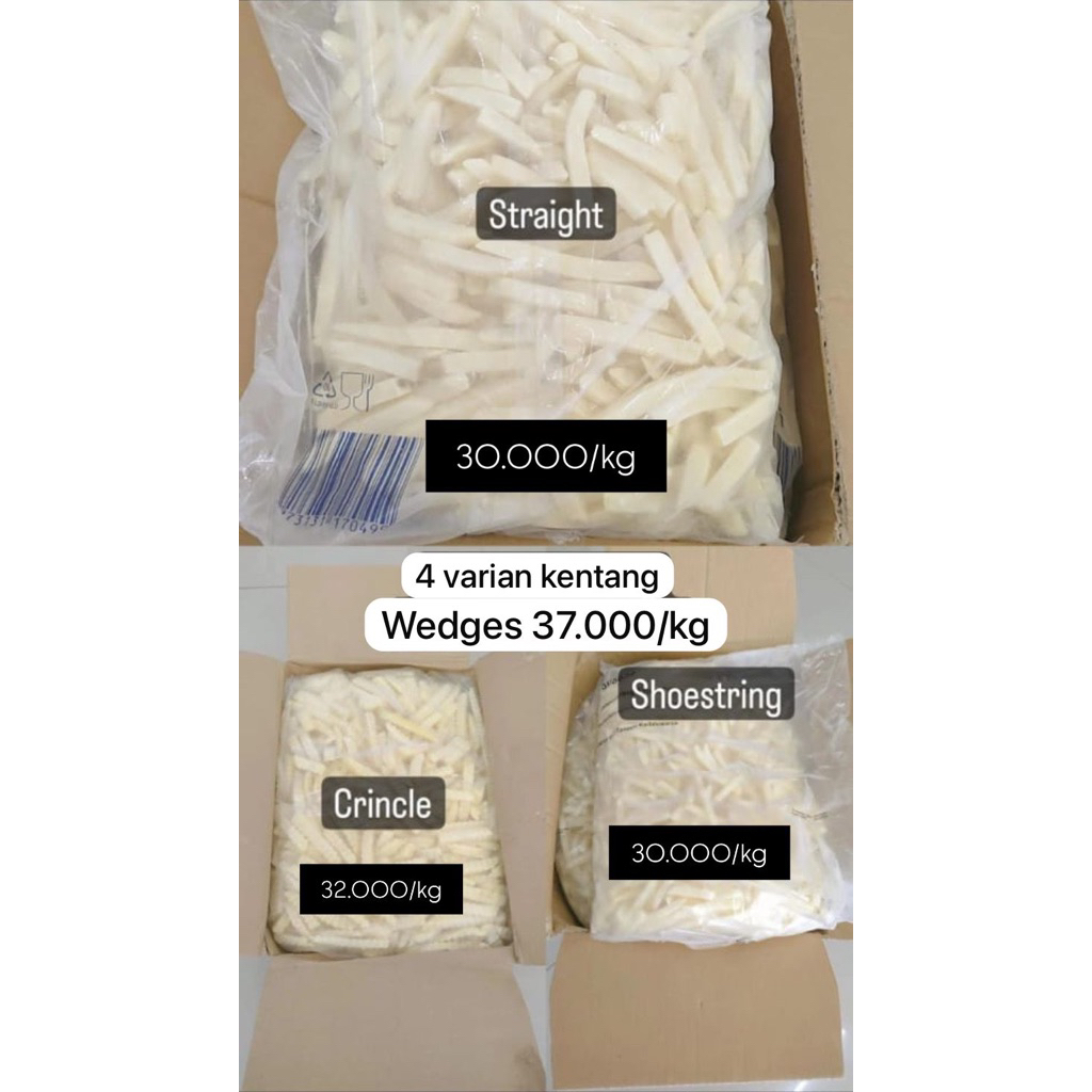 

kentang french fries frozen straight/shoestring/wedges