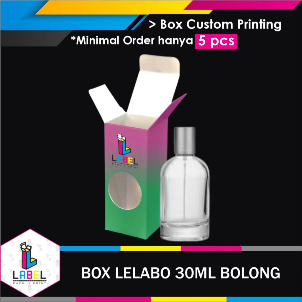 

Box kemasan / Dus Botol Lelabo 30ml BOLONG - Custom Desain Fullprint
