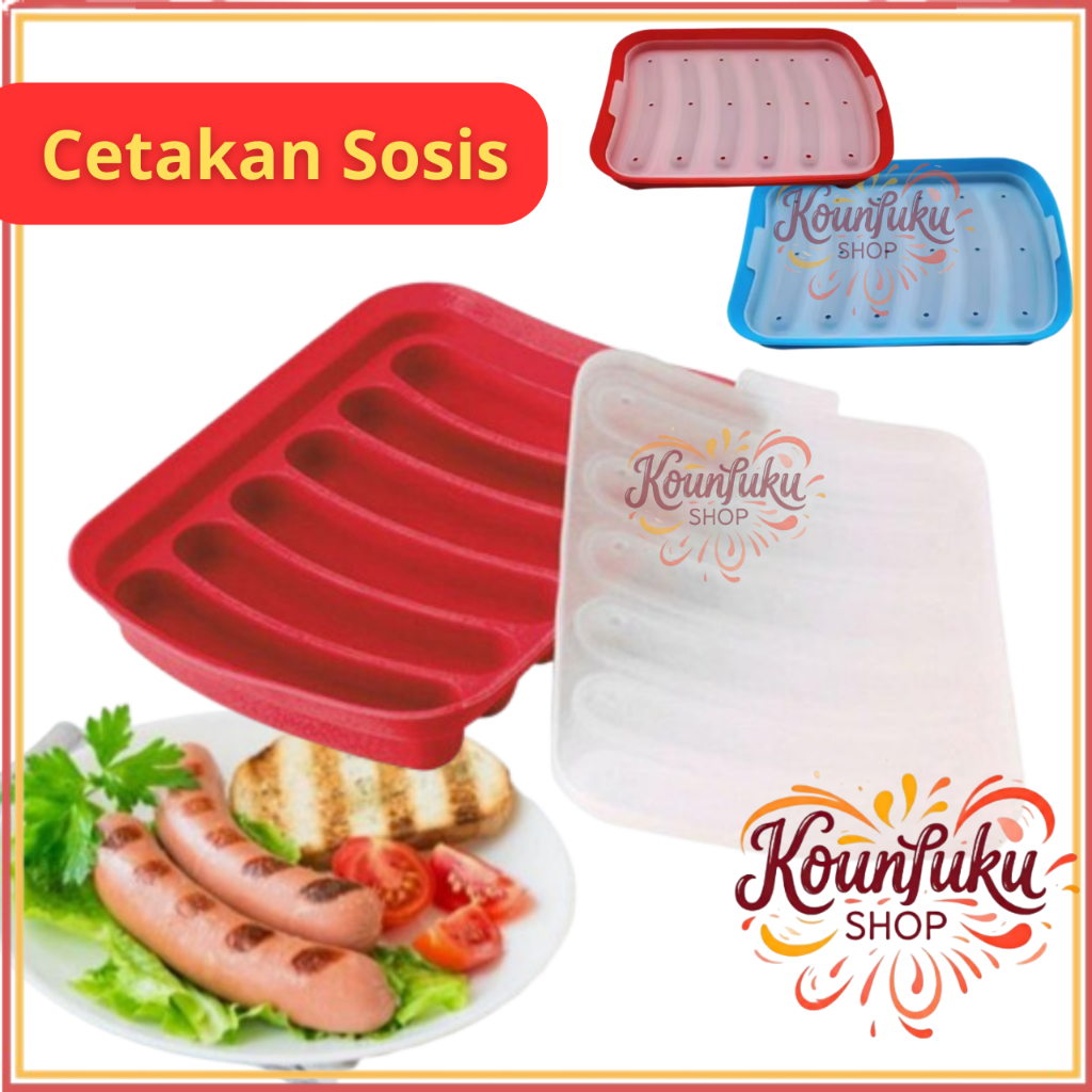 Cetakan Sosis Silikon dengan Tutup Cetak Nugget Telur Puding Es 6 lubang