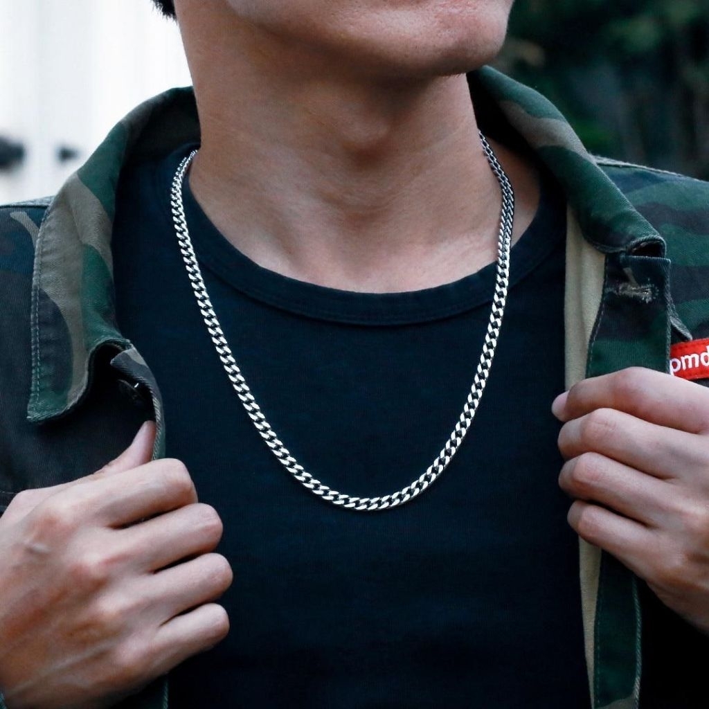 ORIGINAL Beli Kalung Dan Gelang Gratis Cincin Titanium Spider Rantai Baja - Kalung Rantai Double