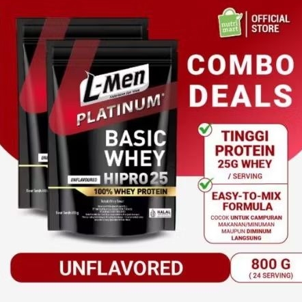 L-Men Platinum Basic Whey Protein menggunakan 100% whey protein Concentrate.