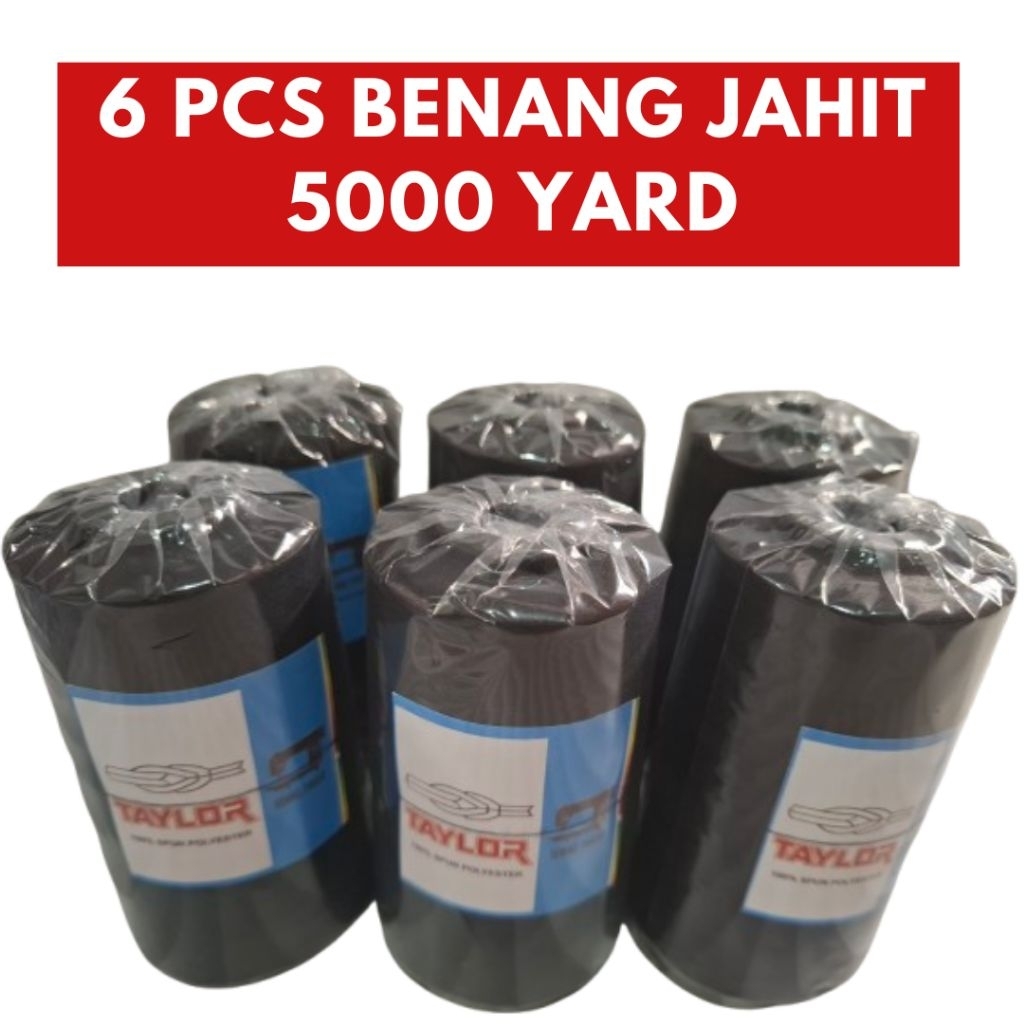Benang jahit hitam 5000 Yard 40/2 6pcs