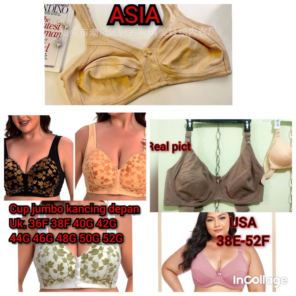 BRA JUMBO BH USA TANPA BUSA TANPA KAWAT CUP BESAR BIGSIZE E F DD