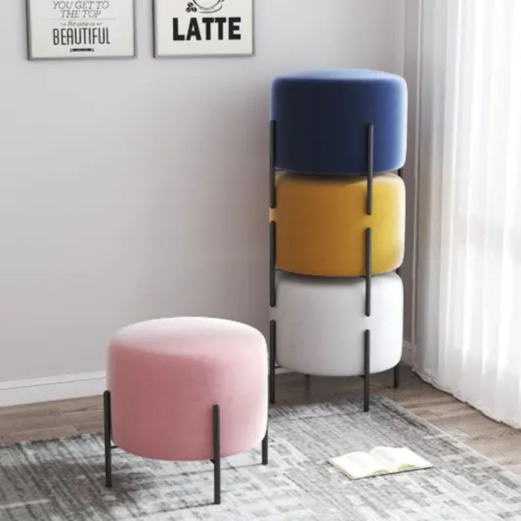 Maka Sofa Stool Stool bulat Stool otoman kaki Besi