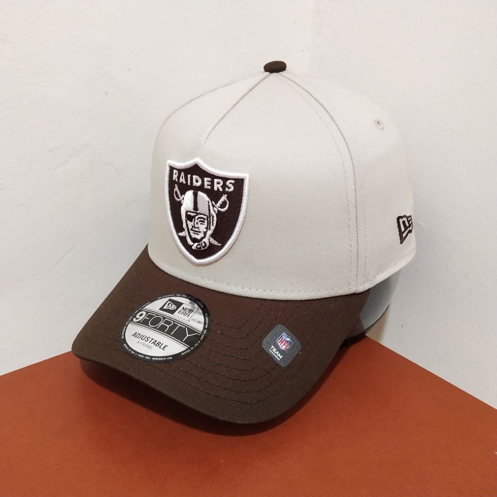 Topi New Era Original 100% 9Forty A-Frame NFL LV Raiders Vintage Dual Tone Stone/Walnut New