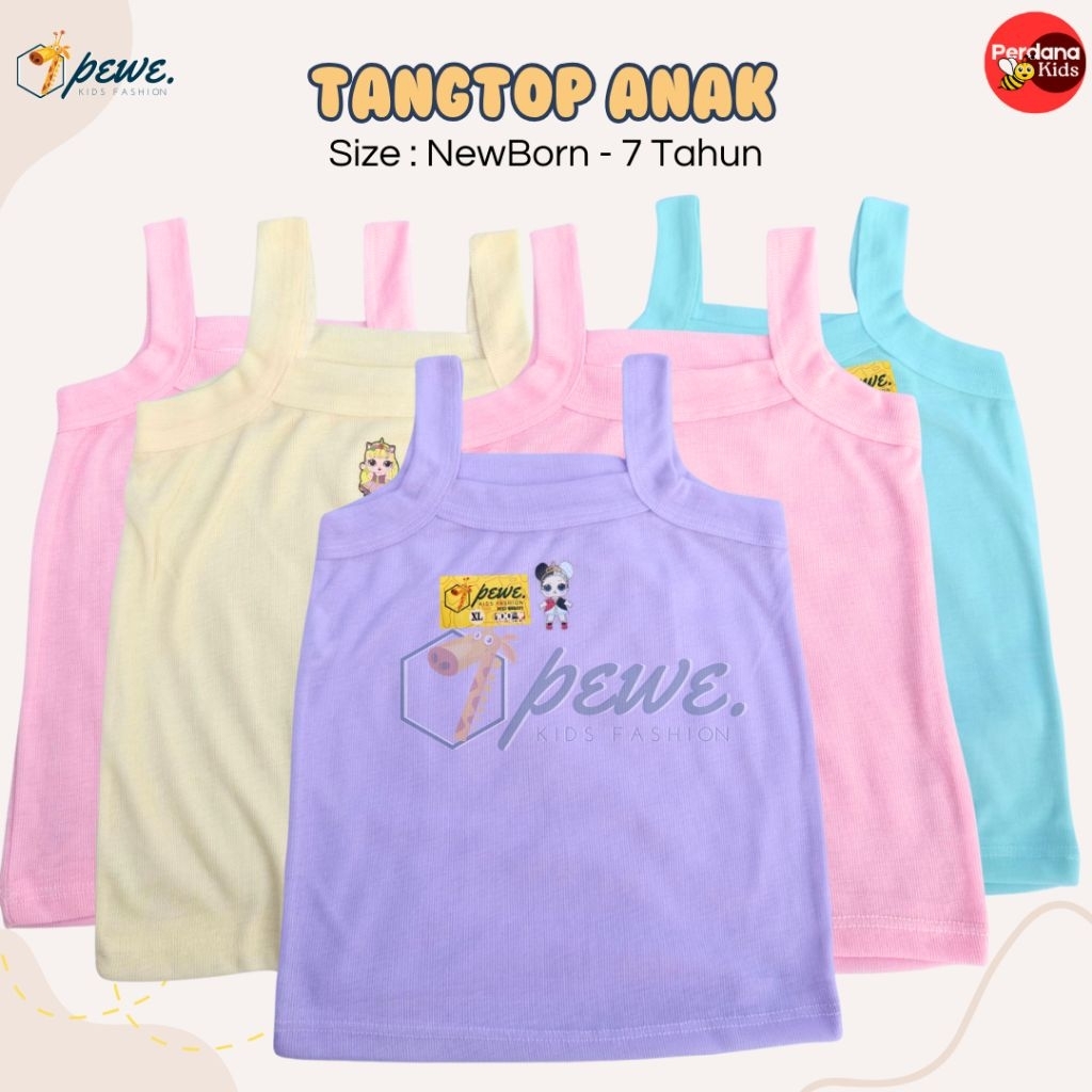 6 pcs tangtop anak perempuan 5 tahun tanpa bolong / tanktop anak karakter bahan halus / tangtop anak