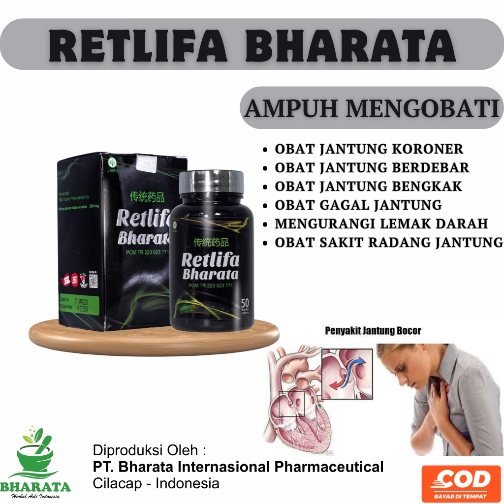 Retlifa Bharata Obat Jantung Obat Jantung Bengkak Obat Kolesterol 50 Kapsul Original Bharata