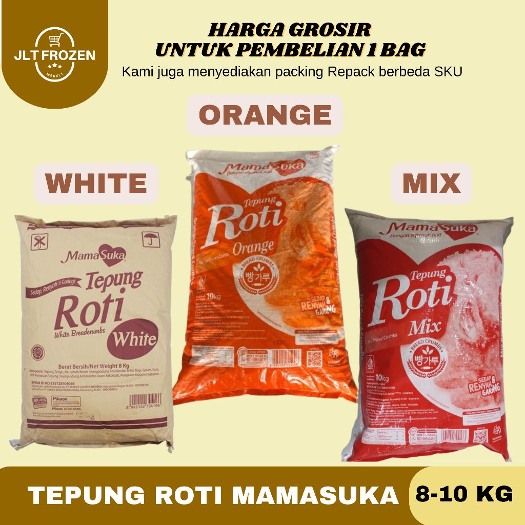 

Tepung Roti / Panir / Breadcrumbs Mamasuka Orange / Mix / White - KARUNG 8kg / 10kg