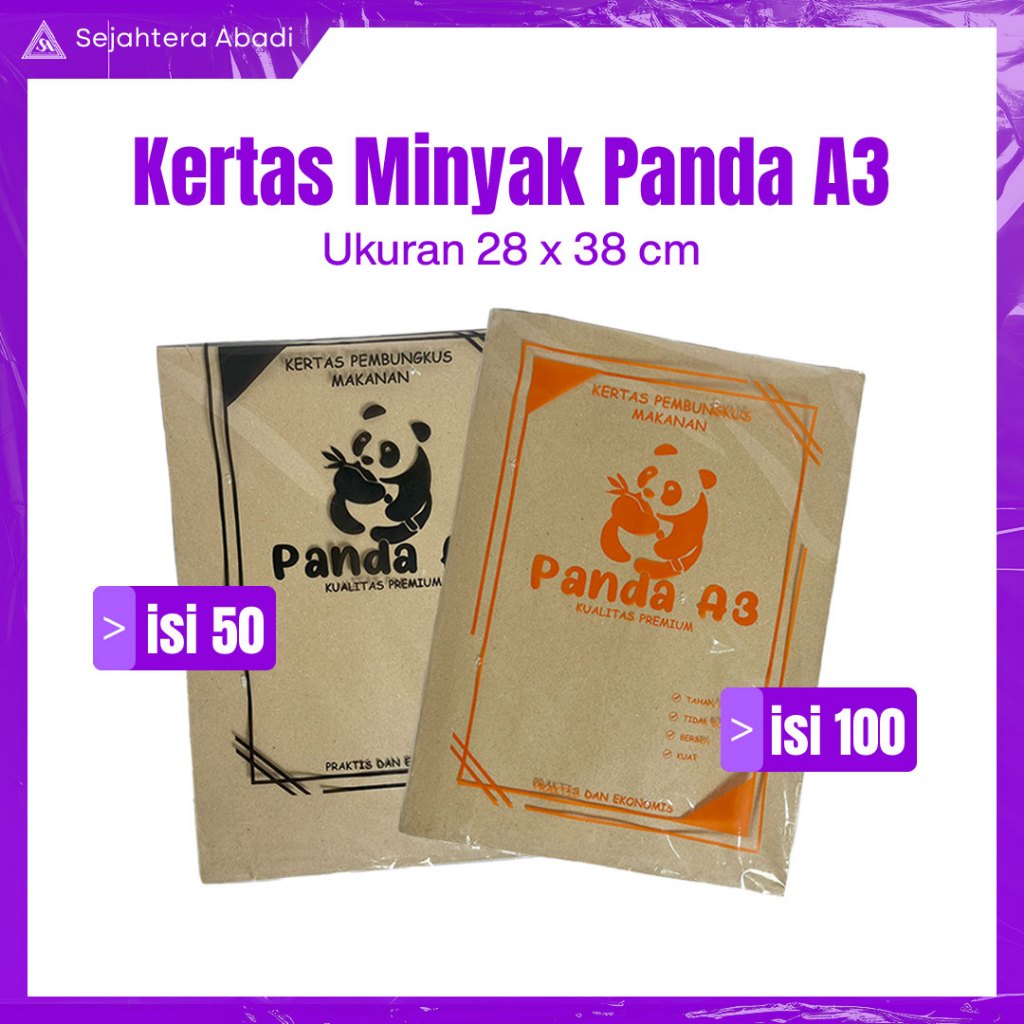 Kertas Minyak Panda – isi 50/100 – Kertas Bungkus Nasi