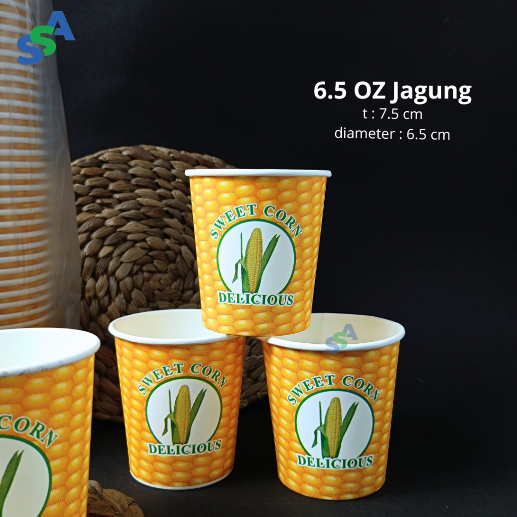 PAPER CUP 6.5 OZ MOTIF JAGUNG / PAPER CUP JASUKE / PAPER CUP MOTIF JAGUNG ISI 50 PCS