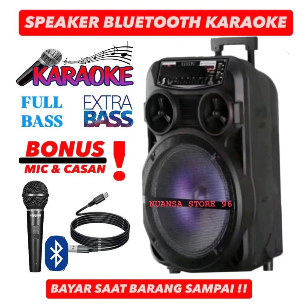 Speaker Bluetooth Karaoke Ukuran Besar Gratis Mic Gratis Casan / Salon Aktif Polytron Kimiso Wireles