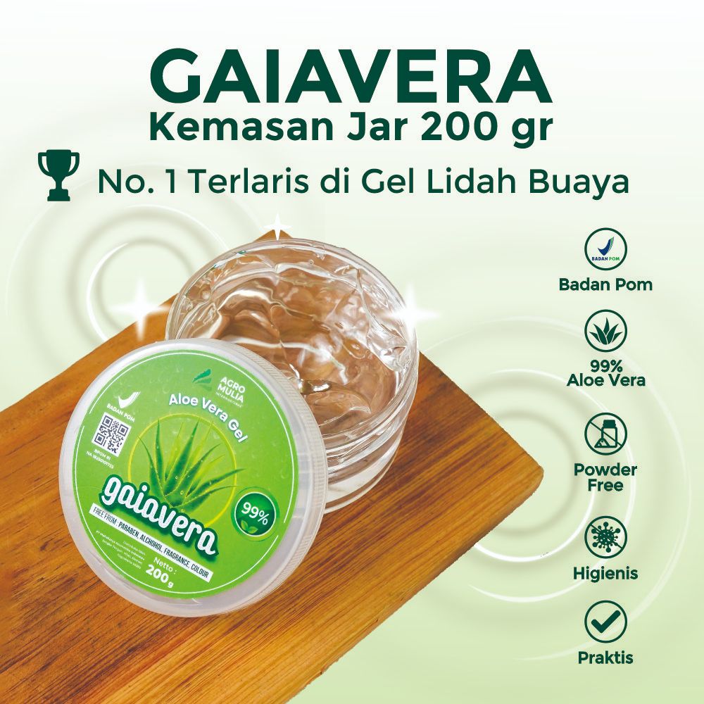 Gaiavera - Gel Lidah Buaya Untuk Wajah dan Rambut 100% Alami- BPOM - 200g