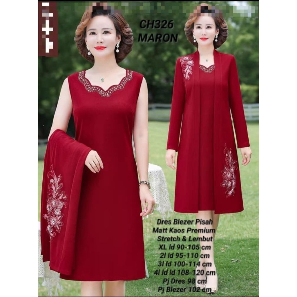 Ch35 Dress Korea Import Premium/ Dres silk Premium Korea Quality/ Dres gereja/Dres pesta/Dres natal/