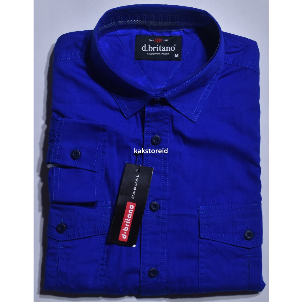Kemeja Pria D.BRITANO Lengan Panjang Biru Navy Polos KDB 06 #Kemeja Murah