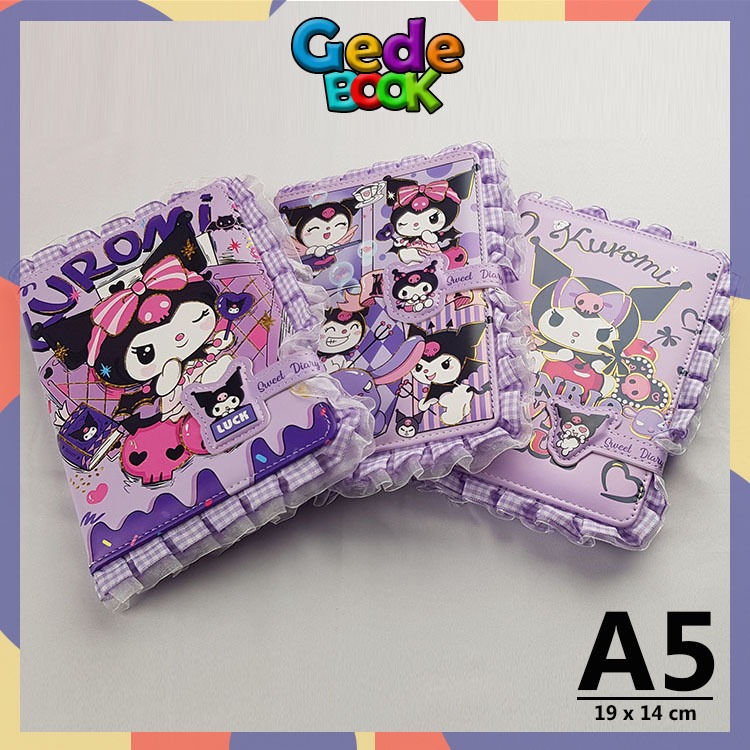 Kuromi Sanrio Notebook Buku Tulis Anak Perempuan Lucu Ukuran A5 13 x 19 cm Jurnal Diary Cute Berenda
