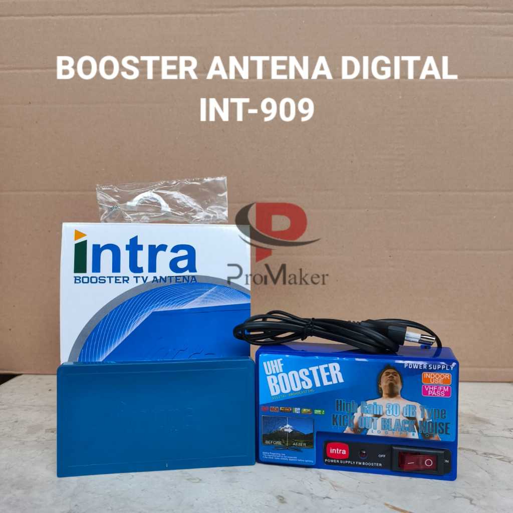 Boster Antena Tv Digital Atas Bawah Merek Intra Tipe INT-909 Booste Penguat Sinyal Antenna Original