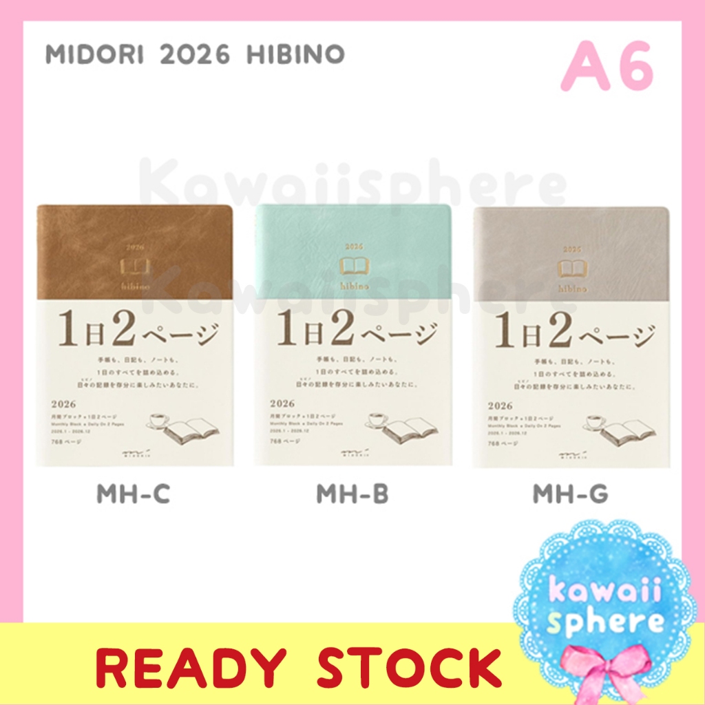 

Midori Hibino 2026 | 1 Day 2 Pages | A6 Size | MD Planner 2026 | Midori 2026 | Ready Stock