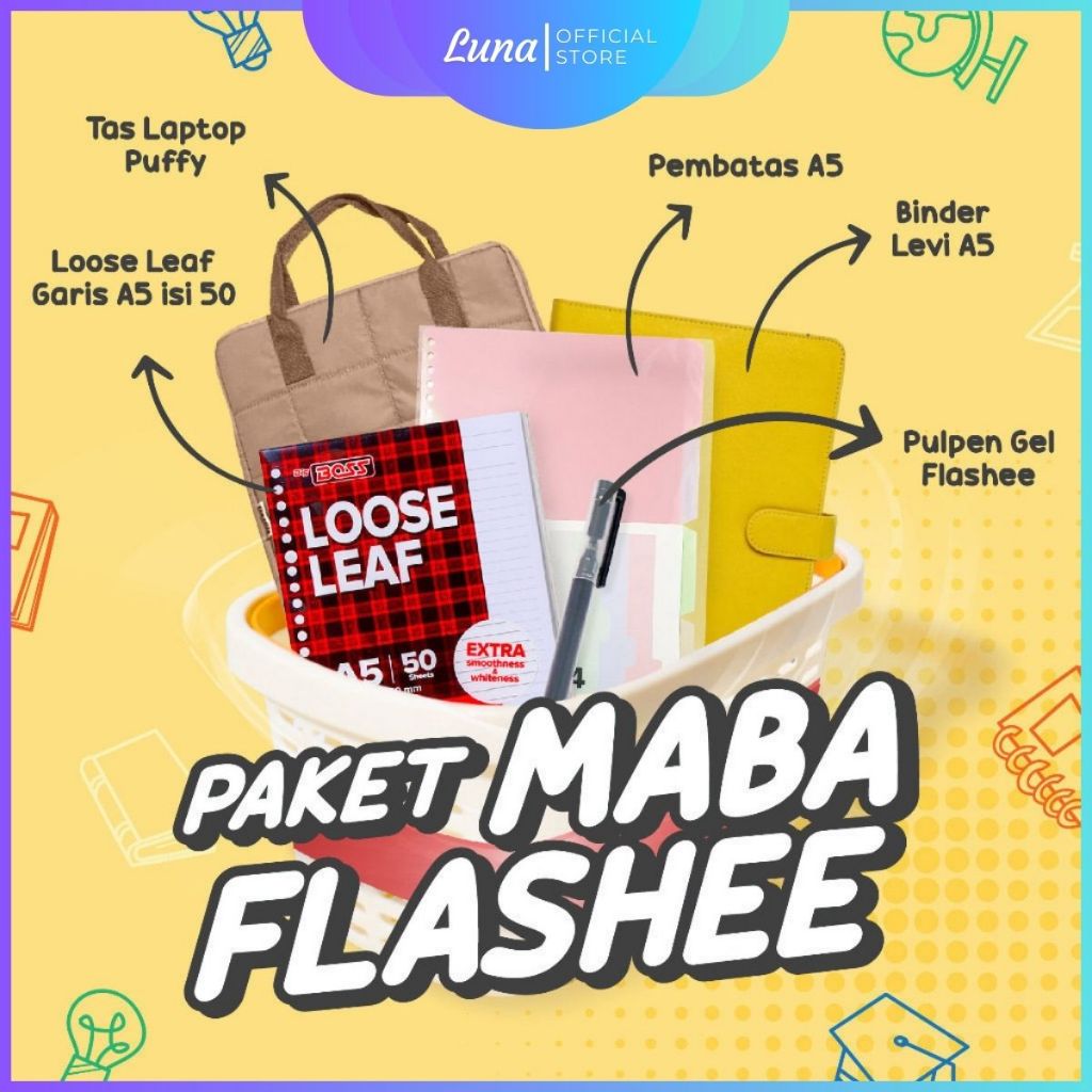 

Luna Paket Maba Siap Kuliah Binder Levi A5 Tas Laptop Puffy Paket Back To Campus