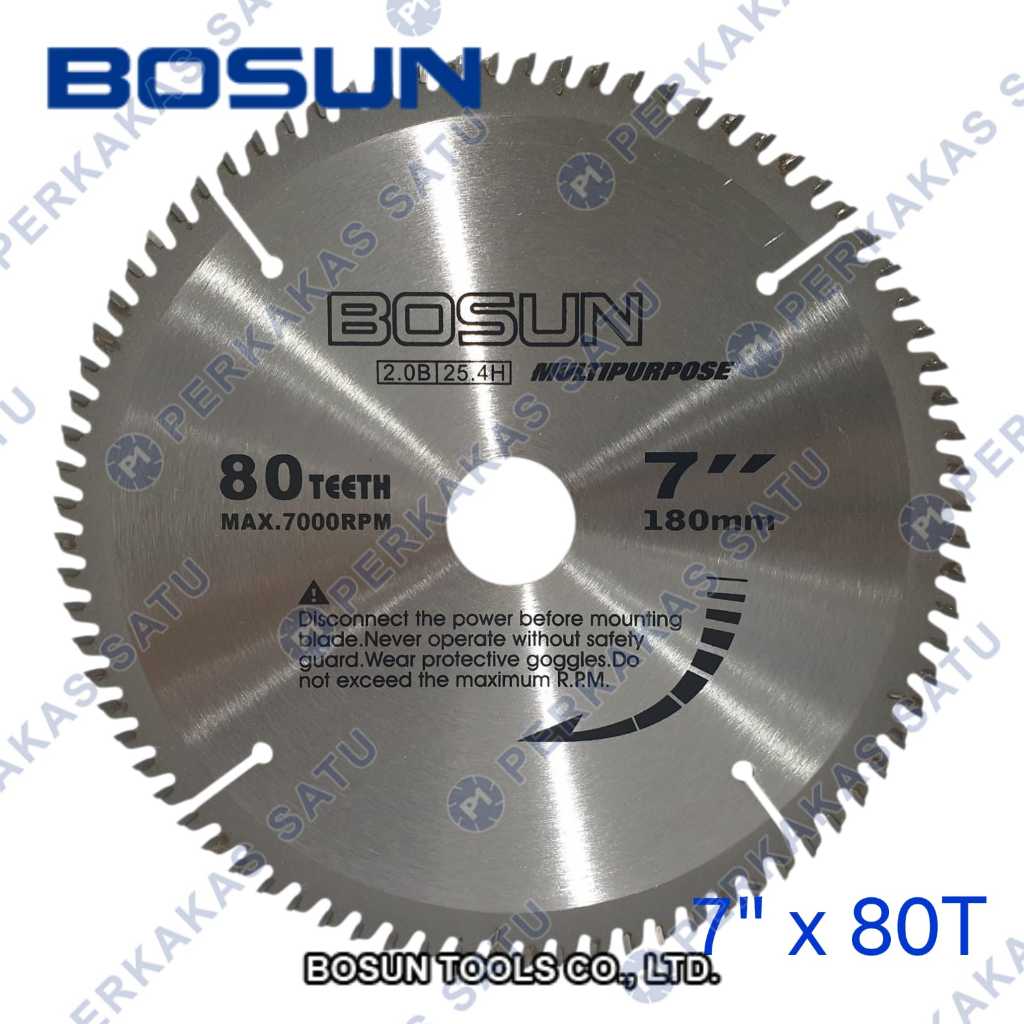 MATA CIRCULAR SAW BLADE 7" X 80T BOSUN TCT SAW BLADE MULTIPURPOSE 7 INCH INCI POTONG ALUMINIUM KAYU