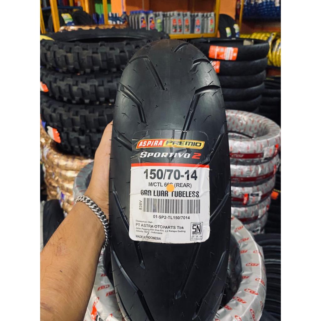 (BAYAR DITEMPAT) BAN ASPIRA 150/70-14 SPORTIVO 2 TUBELESS Ban Motor FORZA, AEROX 155, XMAX, all seri