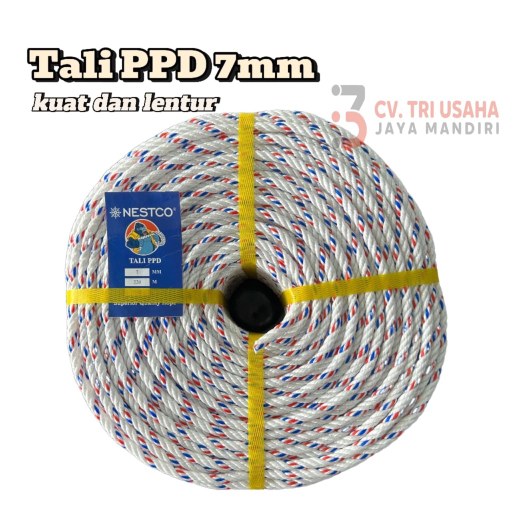 

(ECER PANJANG 10 METER) Tali Tambang PPD Diameter 7mm Panjang 10Meter