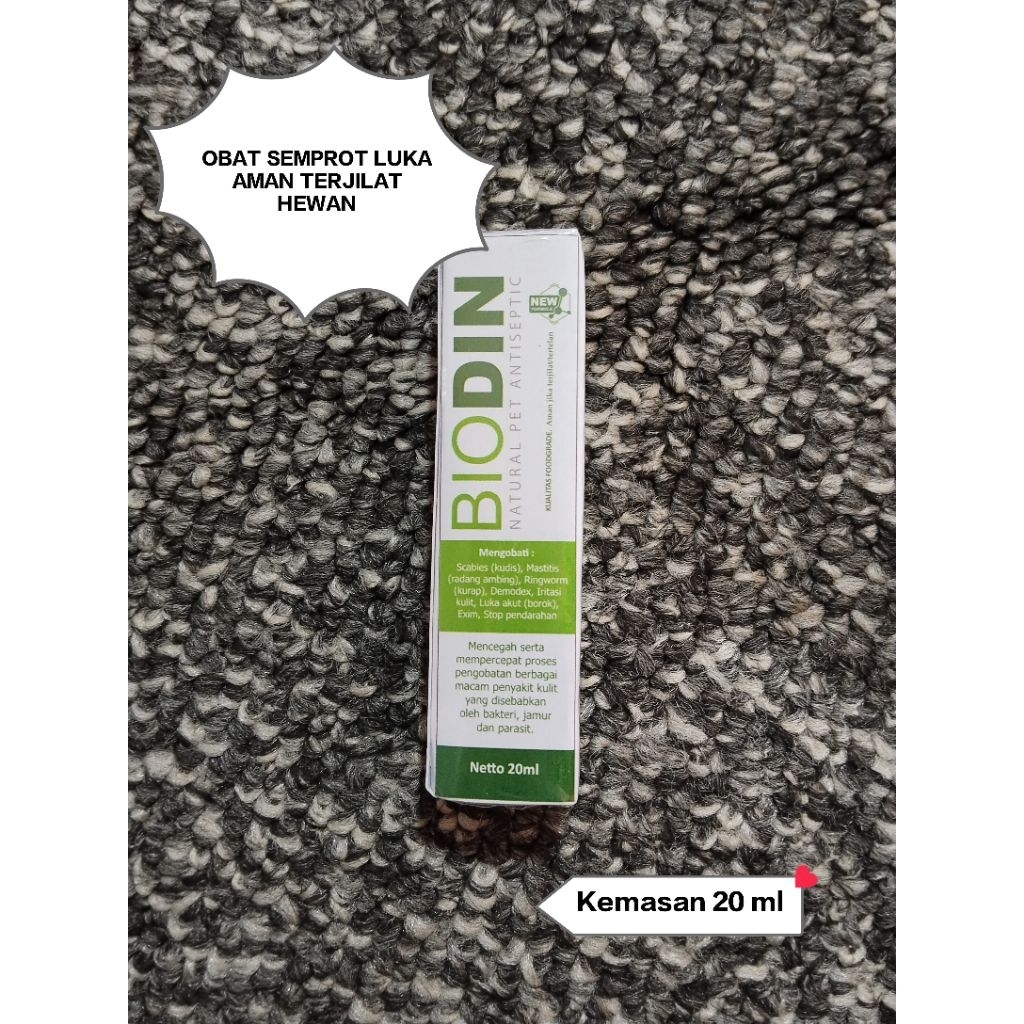 BIODIN Semprot 20 ml - Obat Luka, Jamur, Scabies, Kurap, Demodeks dll pada Hewan Sapi Kambing Domba 