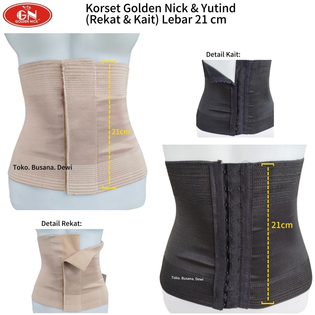 Stagen Korset 122 Golden Nick & Yutind Lebar 21cm Kait Rekat 122 | Corset Perut Pengecil Pelangsing 