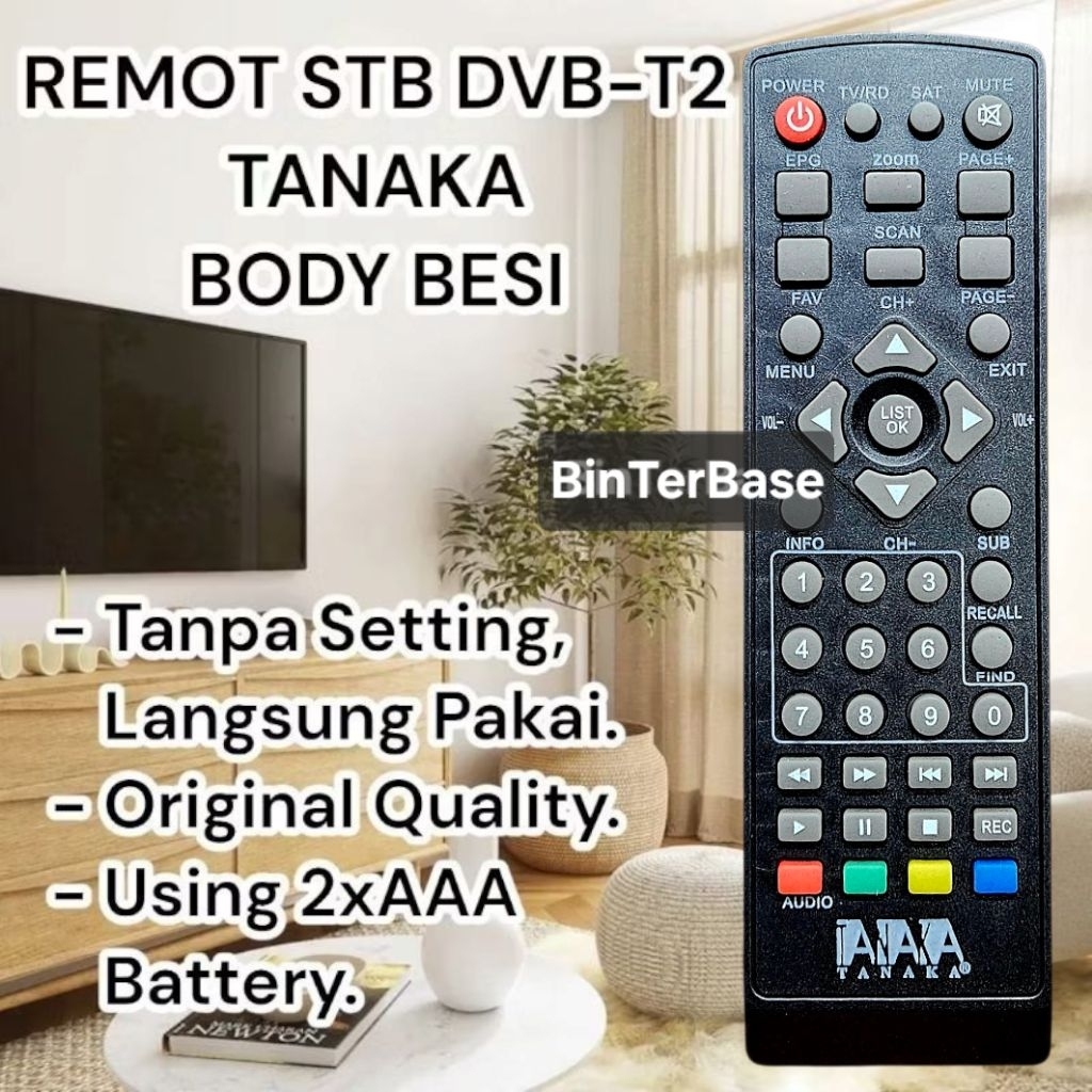 Remote remot STB DVB T2 TANAKA body besi new dus biru Original Ori pabrik dvb-t2
