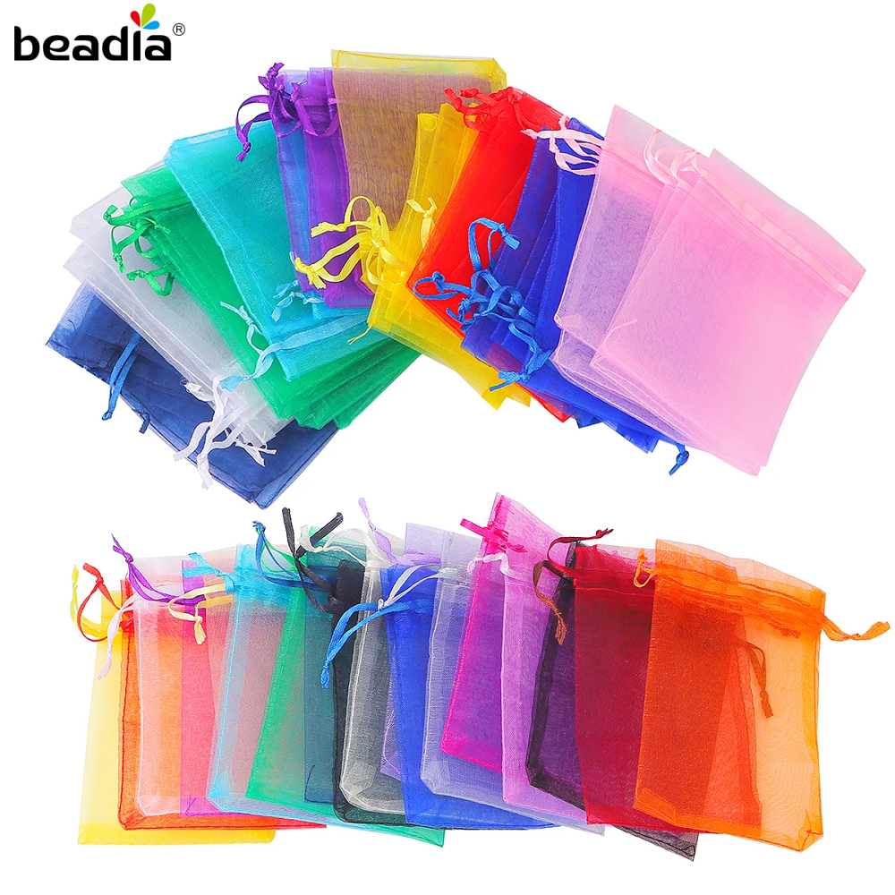 

Beadia 50 Pcs Kantong Organza Hadiah / Perhiasan - Untuk Pernikahan, Ulang Tahun, Christmas & Party - Tas Souvenir Cantik dengan Tali