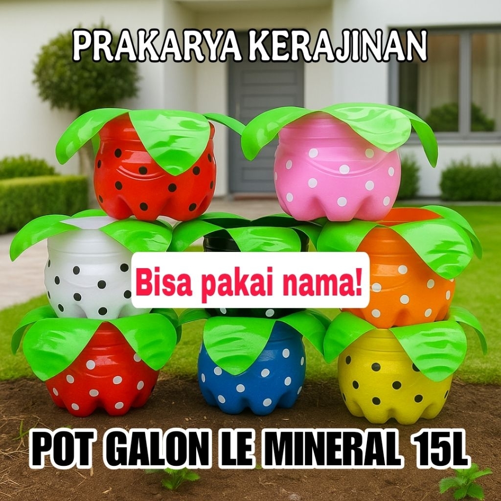 Pot Bunga Lucu Karakter Buah dari Galon lemineral Bekas 15L - Pot Tanaman Unik, Pot DIY, Eco Friendl