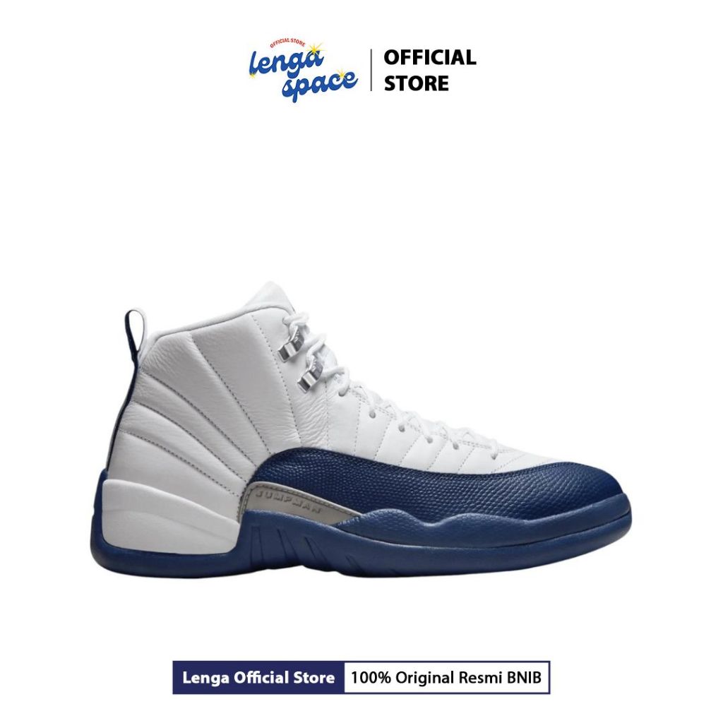 Sepatu Basket Pria Air Jordan 12 Retro - White/ French Blue Metallic Silver (CT8013-114) Original