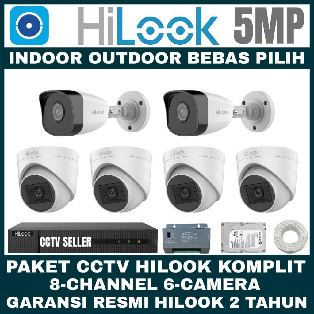 PAKET CCTV HILOOK 5MP 8 CHANNEL 6 CAMERA TURBO HD KAMERA CCTV