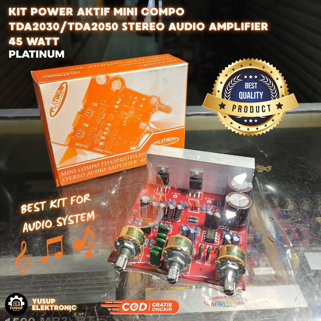 KIT POWER SPEAKER AKTIF 45W TDA2030 COMPO MINI AMPLIFIER AMPLI TDA 2030 STEREO PLUS PSU POWER MINI C