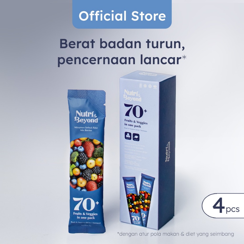 

FREE 1 BOX ISI 4 SACHET | Nutri & Beyond Fiber Drink dengan Buah dan Sayur Rasa Mixberry