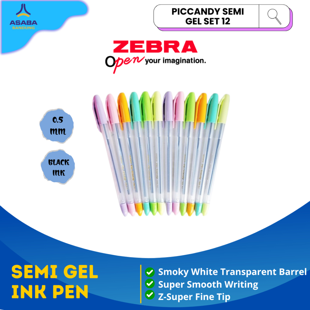 

Asaba Bandung - Zebra Piccandy Semi Gel 0.7MM (6 COLLOURS CAP) - 1 BOX - S12