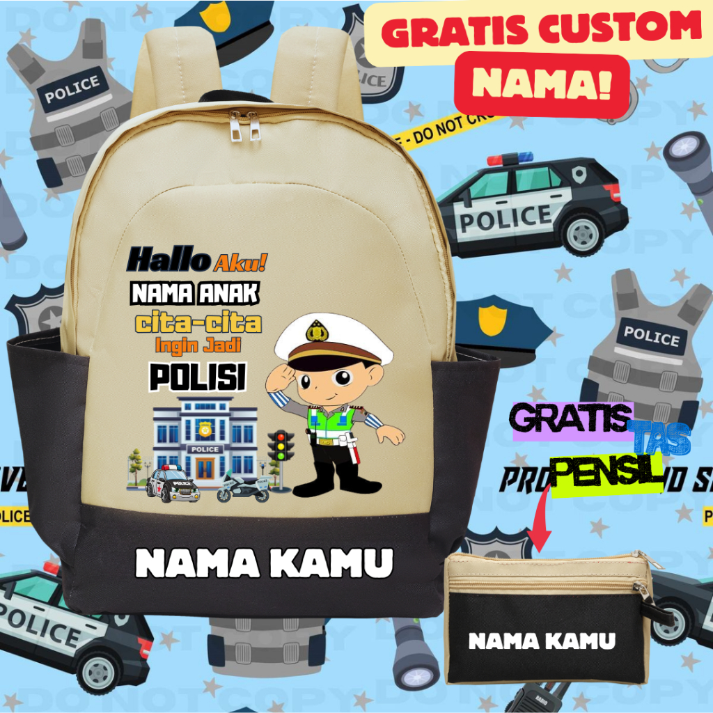 TAS SEKOLAH ANAK TK SD CITA-CITA POLISI NEW / TAS BACKPACK SEKOLAH ANAK CITA-CITA
