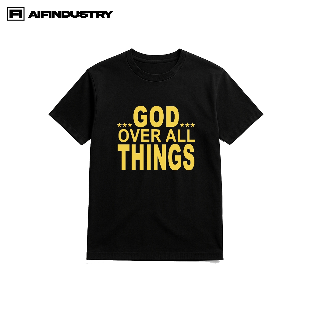 AIFindustry -AIFindustry - Black Fitted Tee ''GOD" Regular Fitted Tee Hitam