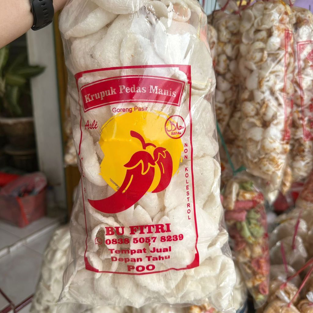 

Kerupuk Upil BESAR rasa PEDAS MANIS Asli Kota Kediri Krupuk Goreng Pasir Renyah