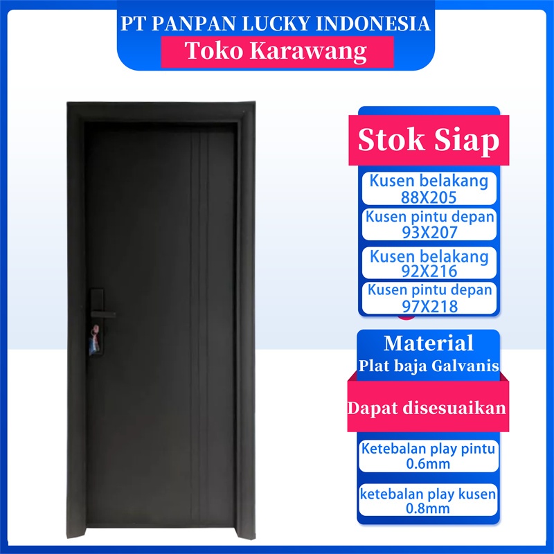 PANPAN - (LUXURY SINGLE PAN) Pintu Baja Single satu set Lengkap Berkualitas / Pintu Utama / Kamar / 