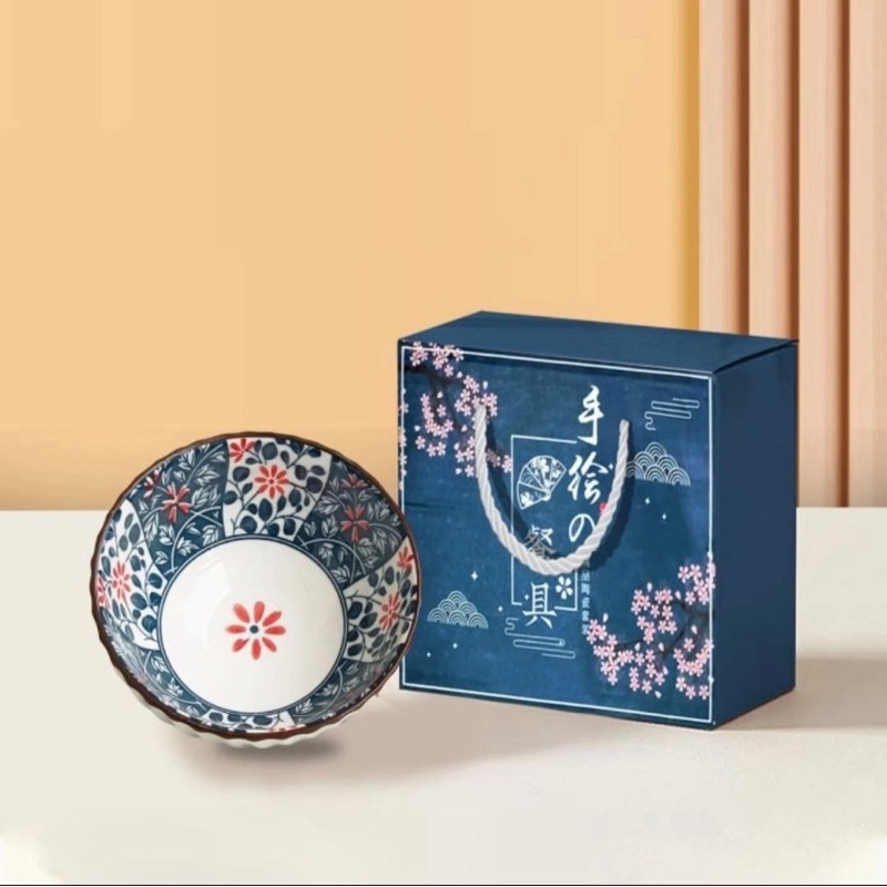 MANGKOK SAKURA ISI 1 JEPANG BOWL MANGKOK MOTIF / HAMPERS MANGKOK KERAMIK / SOUVENIR MANGKOK ELEGANT