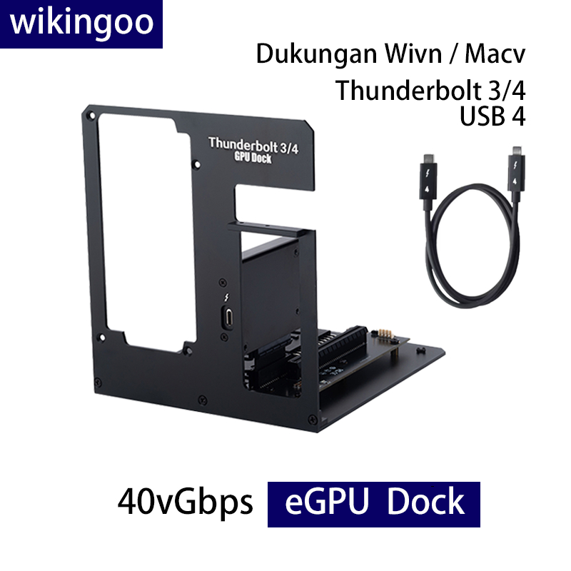WIKINGOO Thunderbolt 4 eGPU Dock Box 40Gbps Kompatibel NVIDIA AMD GPU untuk Laptop Gaming & Desain
