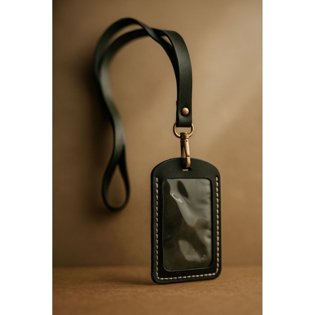 

lanyard id card holder hand stitching kulit sapi asli